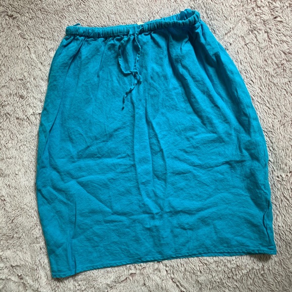 Blue Linen Pull-on Casual Skirt Medium - Picture 5 of 11